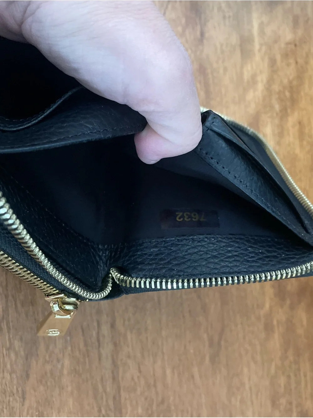 Valentina Black Pebbled Leather Double Zip Wallet